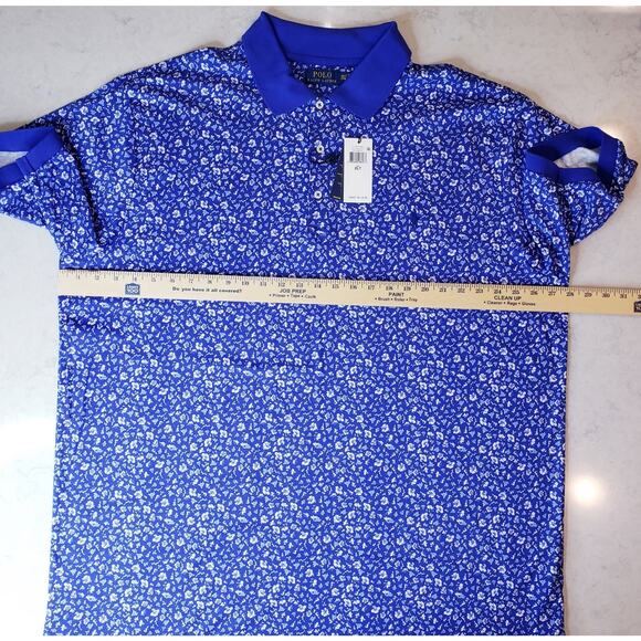 NWT POLO RALPH LAUREN Classic Floral SS Polo Shirt Men's 2XLT in Blue & White - Picture 7 of 8